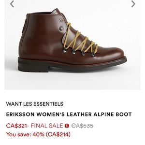 NEW Want Les Essentiels Eriksson boots in brown leather size 6 Made in Portugal